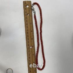 ESTATE Stunning Vintage Red Coral Intricately Beaded Herringbone Necklace