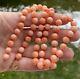 Estate Vintage Pink Coral Bead 14k Gold 22 Necklace, 7.8mm Beads, 40 Grams