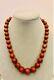 Early C20th Graduating Red Coral Stone(praval-moonga) Beaded Necklace Gold Clasp