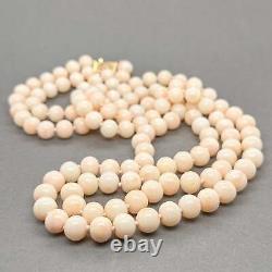 Estate 14K Yellow Gold Double Strand 21 Coral Bead Necklace