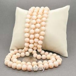 Estate 14K Yellow Gold Double Strand 21 Coral Bead Necklace