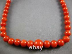 Estate Large Aaa Coral 14kt Yellow Gold 3d Classic Graduating Bead Necklace