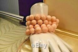 Estate vintage natural Angelskin coral 11.7 mm bead long necklace 26.5