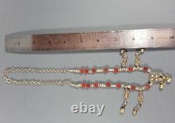 Ethnic Tribal Necklace Jewelry Vintage Old Antique Yemenite Silver Red Coral