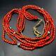 Exquisite Old Vintage Pueblo 5-strand Coral Glass Trade Beads Turquoise Necklace