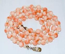Exquisite Vintage NATURAL Angel Skin Pink Coral Akoya Pearl 68Cm Long Necklace