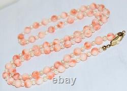 Exquisite Vintage NATURAL Angel Skin Pink Coral Akoya Pearl 68Cm Long Necklace
