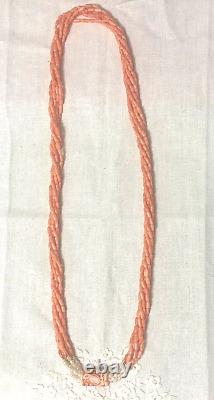 Exquisite hand strung and knotted Carved Coral, Pearl, Gold 6-String Necklace 34
