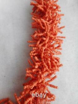 Fab vintage melon coral micro bead twisted dangle necklace with ball clasp
