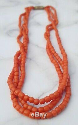 Fabulous Antique Victorian Coral Bead Necklace