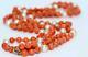Fine Antique Victorian Double Strand Carved Coral Bead Necklace W 9ct Gold Clasp