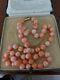 Fine Vtg Hand Knotted Natural Angel Coral 8mm Bead 22 Necklace 9ct Gold Clasp