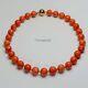 Gia 18k Gold Large Japanese Momo Orange Red Coral Round Sphere Bead 17 Necklace