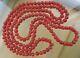 Gorgeous, Chunky, Long, Antique Real Carved Coral Barrel Bead Necklace 26g