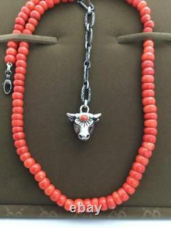 GUCCI Gucci Anger Forest Bulls Top Necklace Coral Beads SV925 Silver