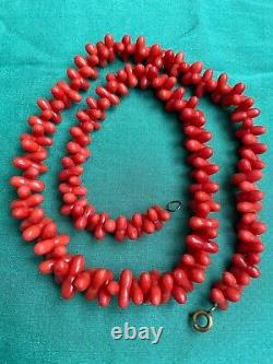 Genuine Antique Old Natural Sardinian Coral Bead Necklace