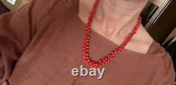 Genuine Antique Old Natural Sardinian Coral Bead Necklace