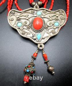 Genuine Coral Tibetan Vintage Necklace