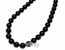 Genuine Natural Black Coral Bead Ball Strand Necklace 10mm 16- 32