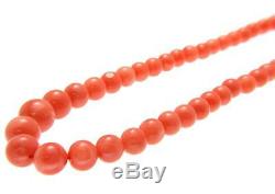 Genuine Natural Graduated Pink Coral Bead Strand Necklace 14k Clasp