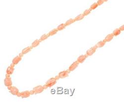 Genuine Natural Pink Coral Flower Bead Strand Necklace 18 1/2