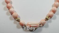 Genuine Natural Pink Coral Necklace with 14K Gold Beads. LNCR001