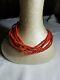 Genuine Natural Red Coral 5 Strand Torsade Bead Necklace