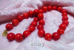 Genuine Pretty Charming 15/20mm Red Coral Round Gemstone Beads Necklace