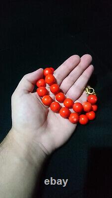 Genuine Pretty Charming 15/20mm Red Coral Round Gemstone Beads Necklace