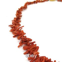 Genuine SARDINIAN CORAL BRANCH NECKLACE ANTIQUE DEEP BLOOD RED 20 34 GRAMS