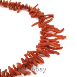 Genuine SARDINIAN CORAL BRANCH NECKLACE ANTIQUE DEEP BLOOD RED 20 34 GRAMS