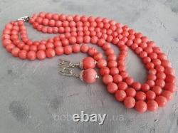 Genuine Vintage Women's Jewelry Necklace Beads Natural Red Coral