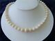 Genuine White Coral Graduated Bead Necklace 26 Long, 14k. Yellow Gold Clasp