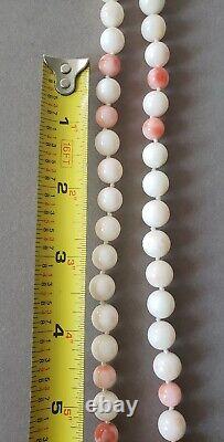 Gorgeous Angel Skin Coral white and pink long large beaded necklace 108gram