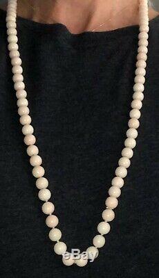 Gorgeous Vintage Angel Skin Coral Polished Beads Long Strand Necklace