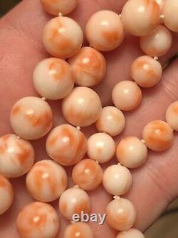 Gorgeous Vintage Angelskin Coral Necklace 75.37g with 8.5mm to 13.5mm Beads