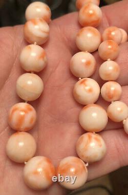 Gorgeous Vintage Angelskin Coral Necklace 75.37g with 8.5mm to 13.5mm Beads
