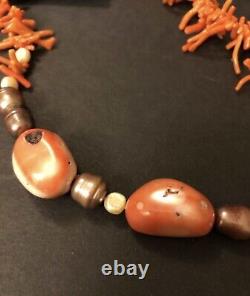 Handmade Antique Coral and pearl Necklace