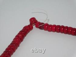 Heavy Antique Chinese Tibetan Red Graduated Coral Prayer Beads Necklace 320g