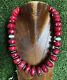 Heavy Chunky Sterling Silver Red Coral Bead Necklace. 20 Inch