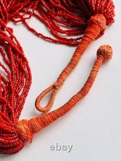 Huge Antique Natural Precious Coral Beaded 59 Strand Necklace Hand Made 190 gr