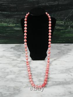 Huge Vintage Natural Pink Angel Skin Coral 12mm Beaded Necklace 36 163.4 Grams