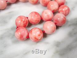 Huge Vintage Natural Pink Angel Skin Coral 12mm Beaded Necklace 36 163.4 Grams
