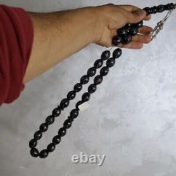 Huge size 24 mm yemen black coral prayer beads necklace makkawi yusr