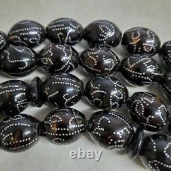 Huge size 24 mm yemen black coral prayer beads necklace makkawi yusr