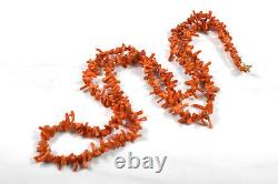 Incredible Natural Coral Necklace with Solid Gold Findings 18K 30