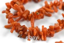 Incredible Natural Coral Necklace with Solid Gold Findings 18K 30