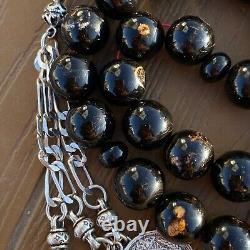 Islamic 33 Prayer beads Yusr genuine yemen beads natural Black Coral