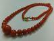 Italian Natural Salmon Coral Beads 11.72 4.41mm, Necklace Yellow Gold Clasp