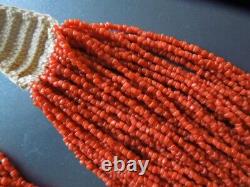 J4915 Antique/vtg 50 Strand Red Coral Bead Necklace Weight 253 Gr See Descr